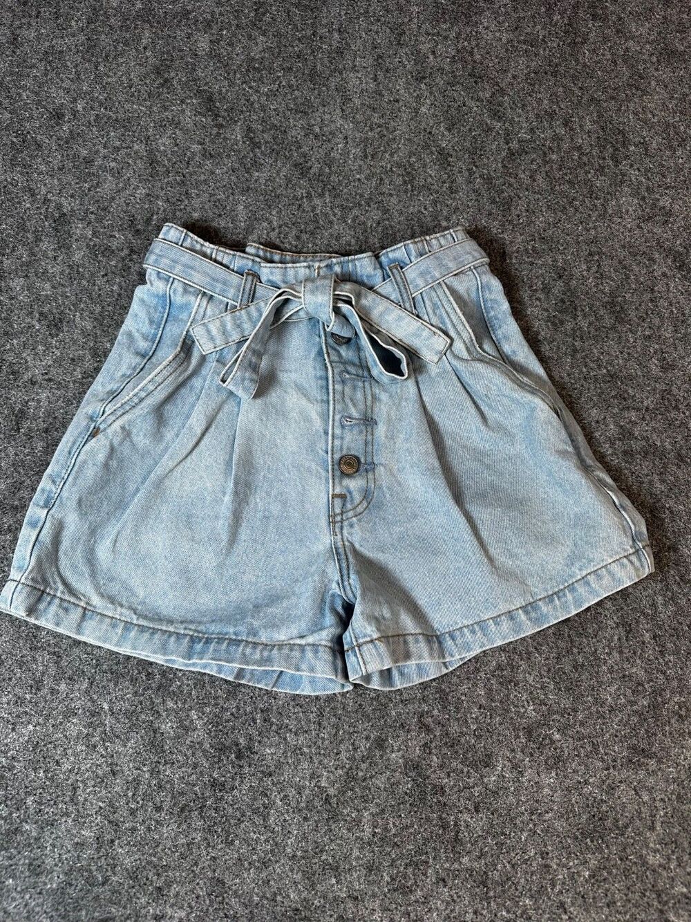 Abercrombie Fitch Shorts 24 Paperbag Waist Button Fly Denim Casual Staple Basic